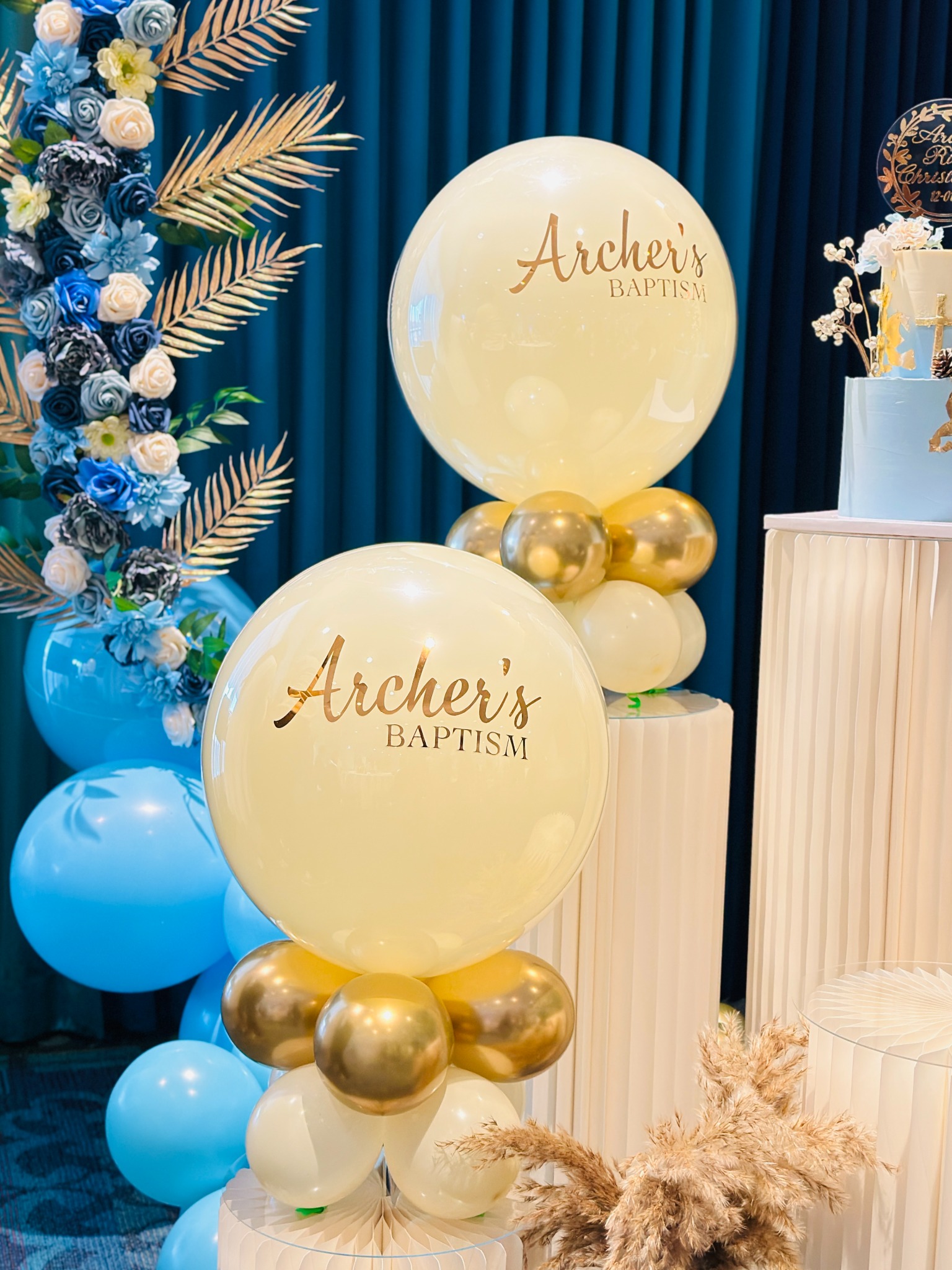 Personalized baptism bubble balloon pair