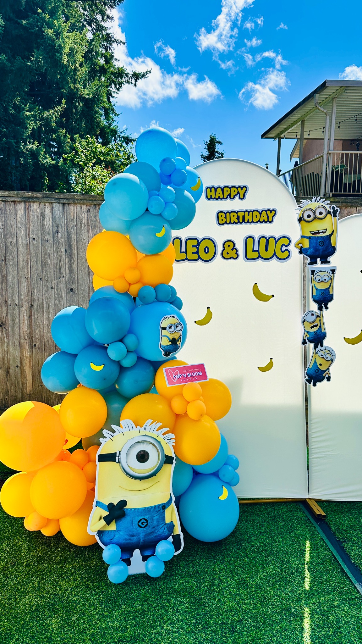 Minion themed birthday backdrop detail